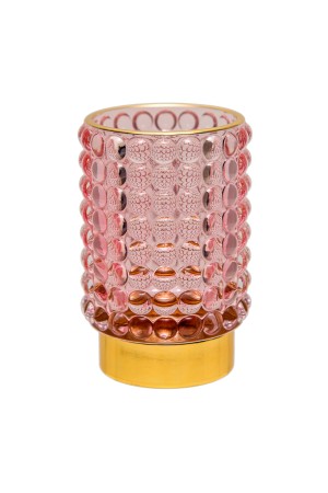 Декоративный подсвечник из цветного стекла, Д85 Ш85 В125, розовый