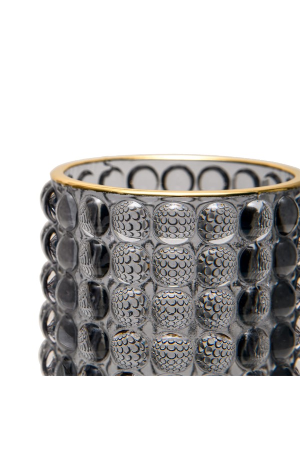 Декоративный подсвечник из цветного стекла, Д85 Ш85 В125, серый