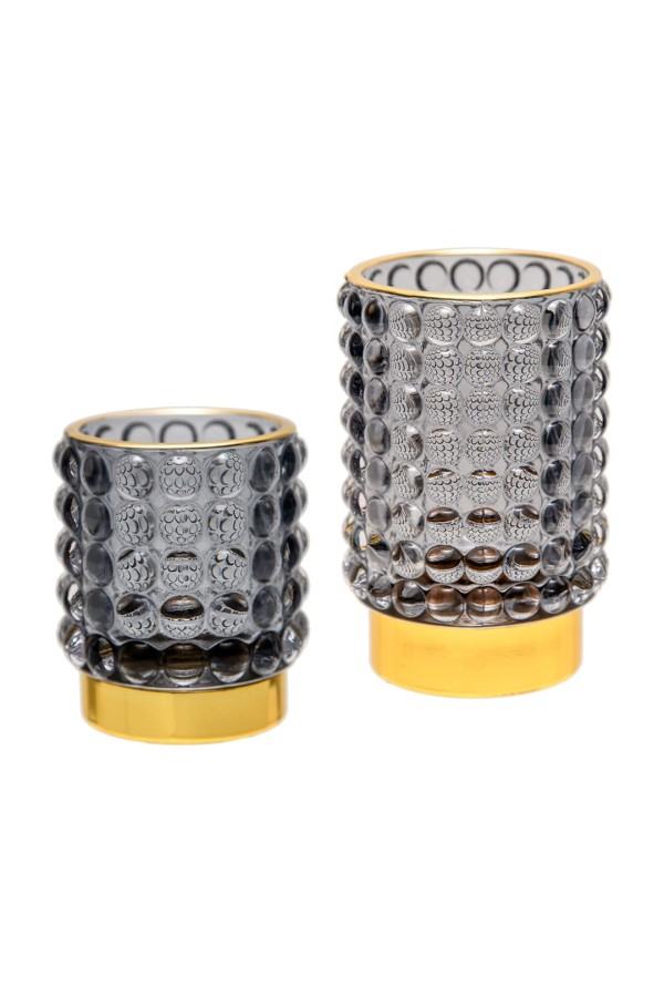 Декоративный подсвечник из цветного стекла, Д85 Ш85 В125, серый