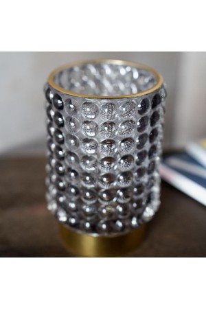 Декоративный подсвечник из цветного стекла, Д85 Ш85 В125, серый