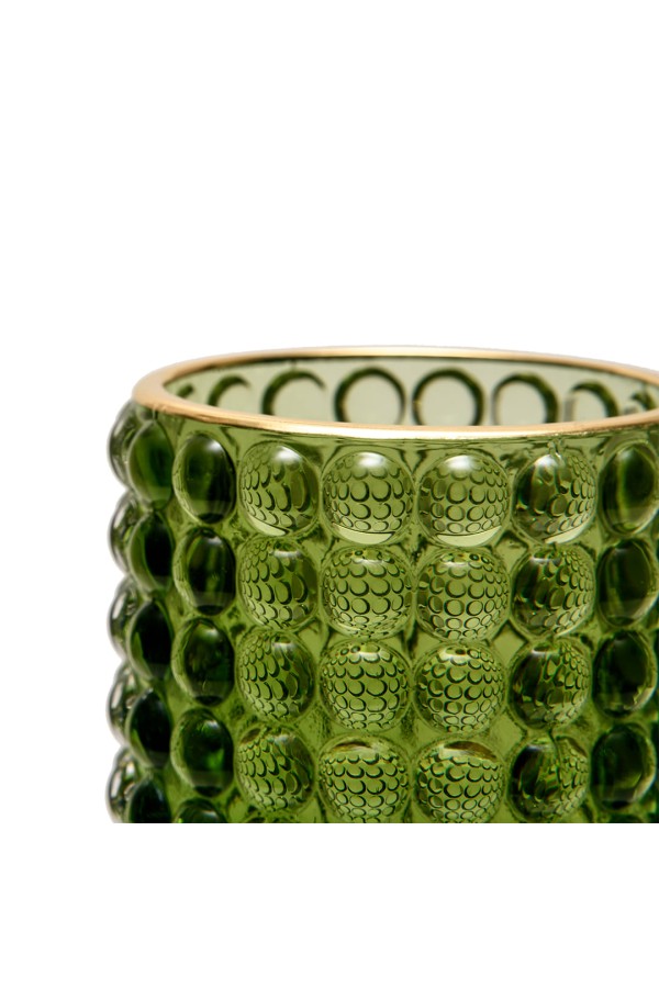 Декоративный подсвечник из цветного стекла, Д85 Ш85 В125, зеленый