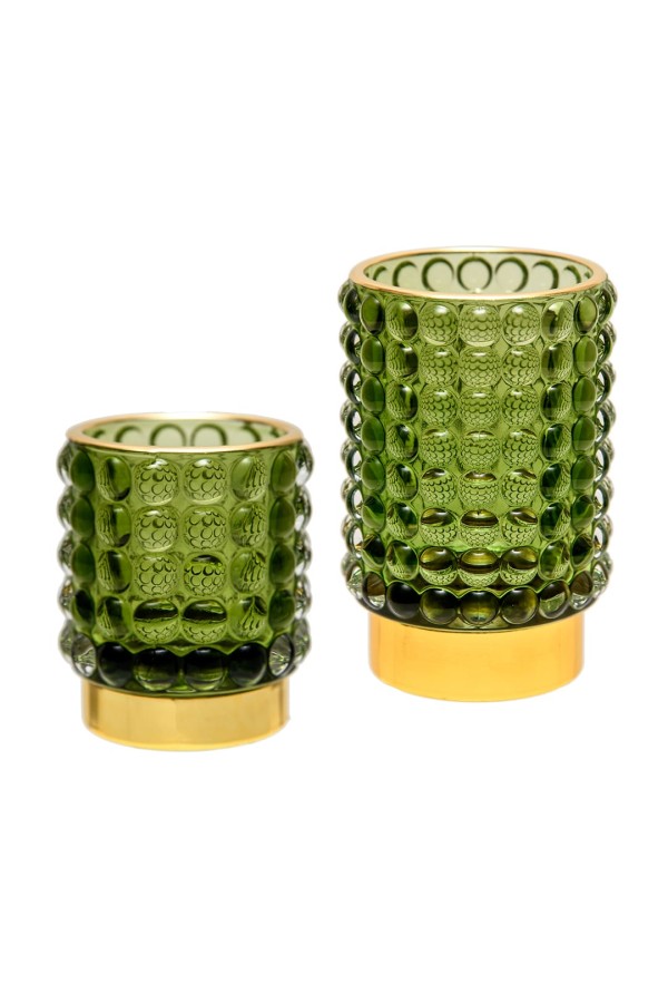 Декоративный подсвечник из цветного стекла, Д85 Ш85 В125, зеленый