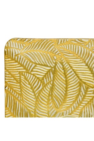 Блюдо стеклянное прямоугольное Листья, Д305 Ш225 В25, прозрачный, золотой