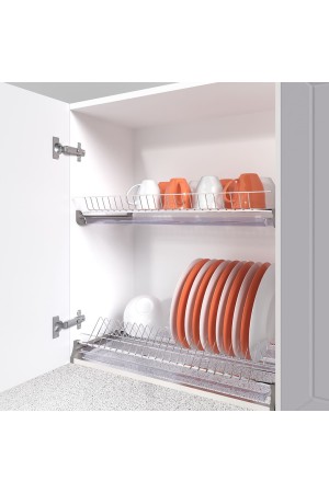 Сушка для посуды двухуровневая из нержавеющей стали, в базу 700 мм с алюминиевым профилем
