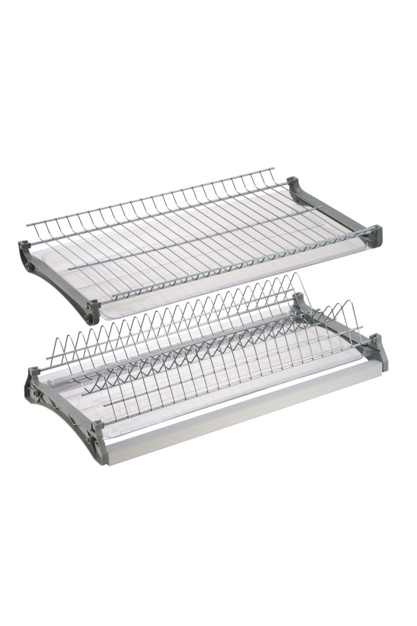 Сушка для посуды двухуровневая из нержавеющей стали, в базу 700 мм с алюминиевым профилем