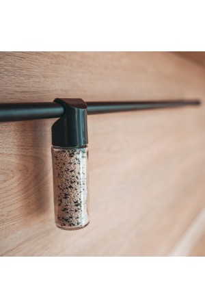 Навесная стеклянная баночка на рейлинг, черный матовый