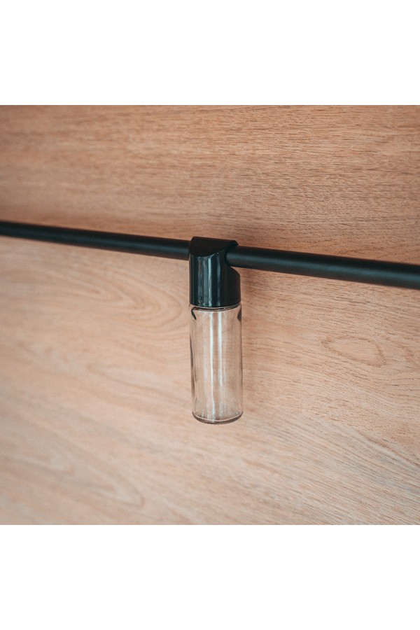 Навесная стеклянная баночка на рейлинг, черный матовый