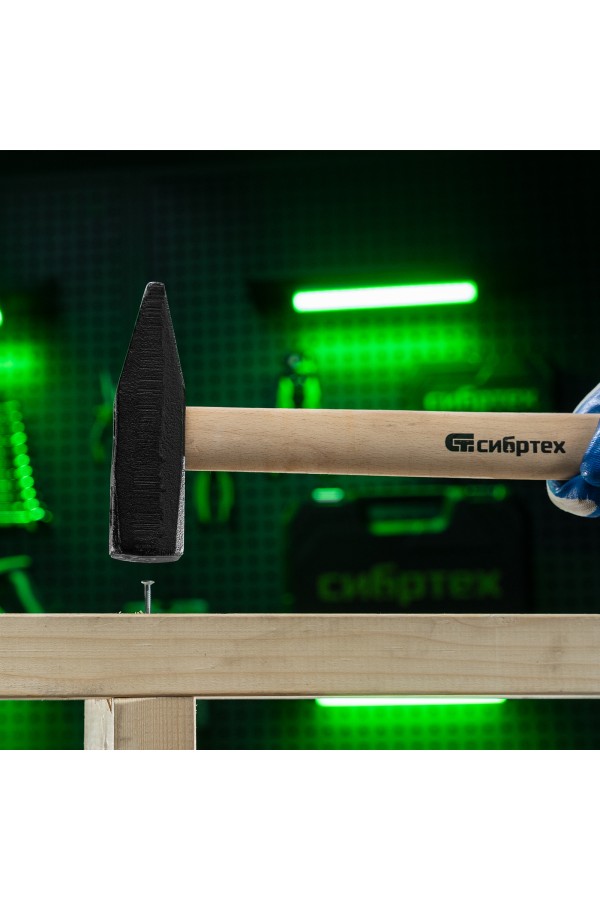 Молоток слесарный 1000 г, квадратный боек, деревянная рукоятка Сибртех