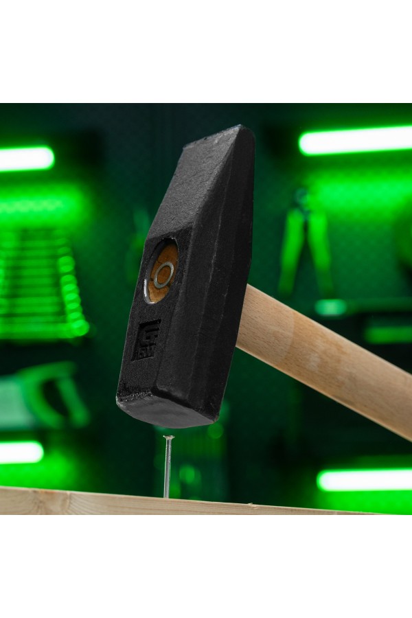 Молоток слесарный 1500 г, квадратный боек, деревянная рукоятка Сибртех