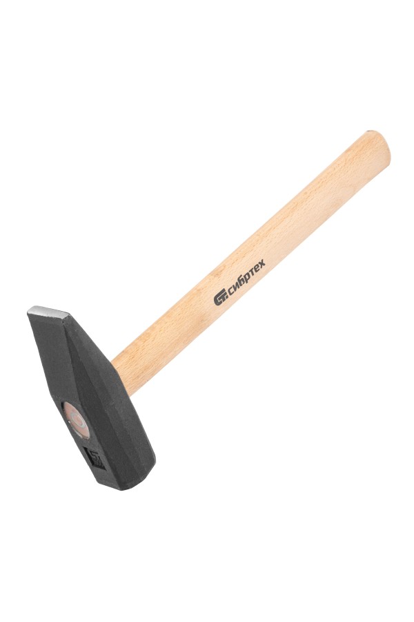 Молоток слесарный 1500 г, квадратный боек, деревянная рукоятка Сибртех