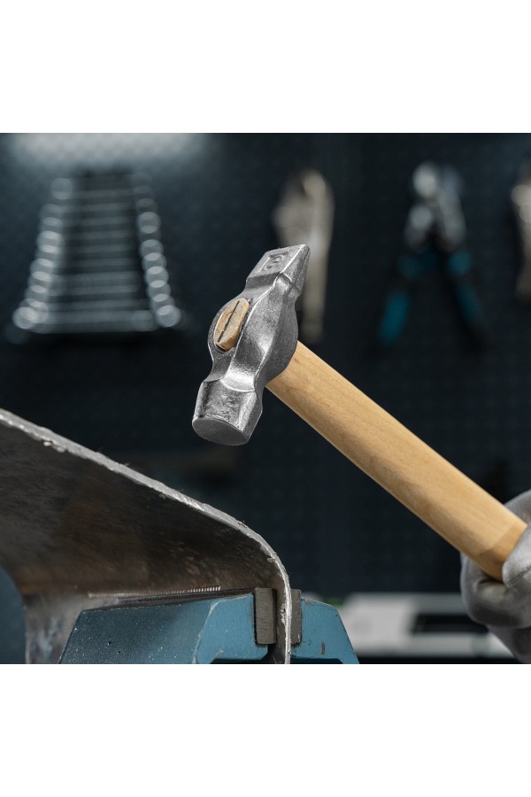 Молоток слесарный, 400 г, круглый боек, деревянная рукоятка