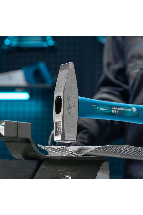 Молоток слесарный, 400 г, квадратный боек, фибергласовая обрезиненная рукоятка Gross