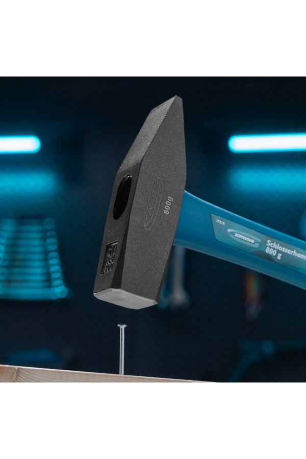 Молоток слесарный, 800 г, квадратный боек, фибергласовая обрезиненная рукоятка Gross