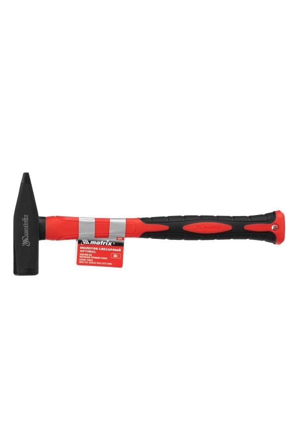 Молоток слесарный optimal, 600 г, фибергласовая обрезиненная рукоятка, квадратный боек Matrix