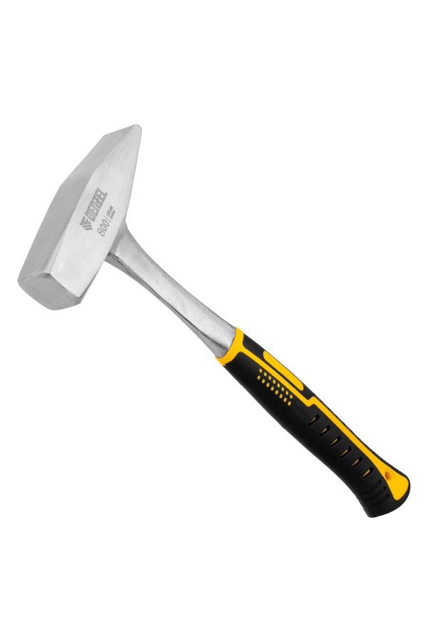 Молоток слесарный 800 г, цельнометаллический, двухкомпонентная рукоятка Denzel