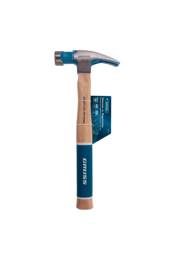 Молоток-гвоздодер, 380 г, угол 75, магнит, обрезиненная рукоятка AMERICAN HICKORY GROSS