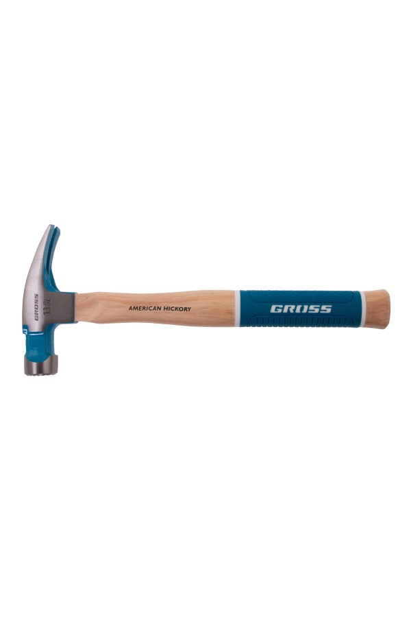 Молоток-гвоздодер, 380 г, угол 75, магнит, обрезиненная рукоятка AMERICAN HICKORY GROSS