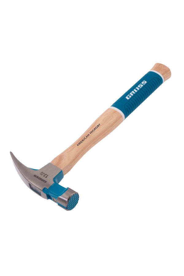 Молоток-гвоздодер, 380 г, угол 75, магнит, обрезиненная рукоятка AMERICAN HICKORY GROSS