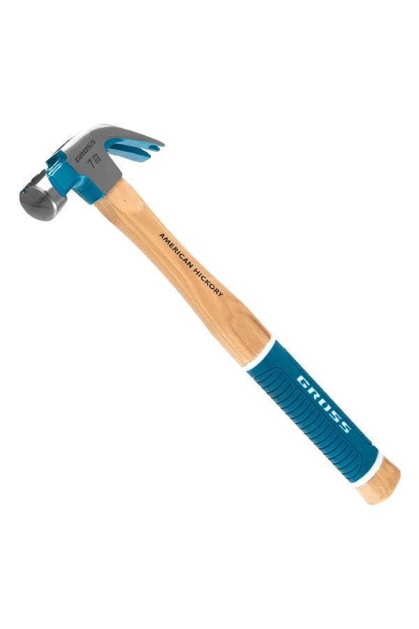 Молоток-гвоздодер, 200 г, угол 45, магнит, обрезиненная рукоятка American hickory GROSS