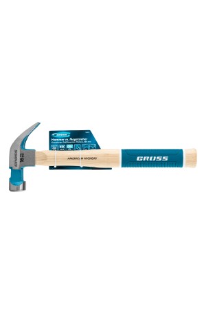 Молоток-гвоздодер, 450 г, угол 45, магнит, обрезиненная рукоятка American hickory GROSS