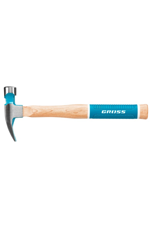 Молоток-гвоздодер, 280 г, угол 75, магнит, обрезиненная рукоятка American hickory GROSS