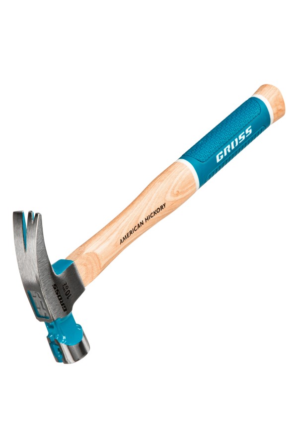Молоток-гвоздодер, 280 г, угол 75, магнит, обрезиненная рукоятка American hickory GROSS