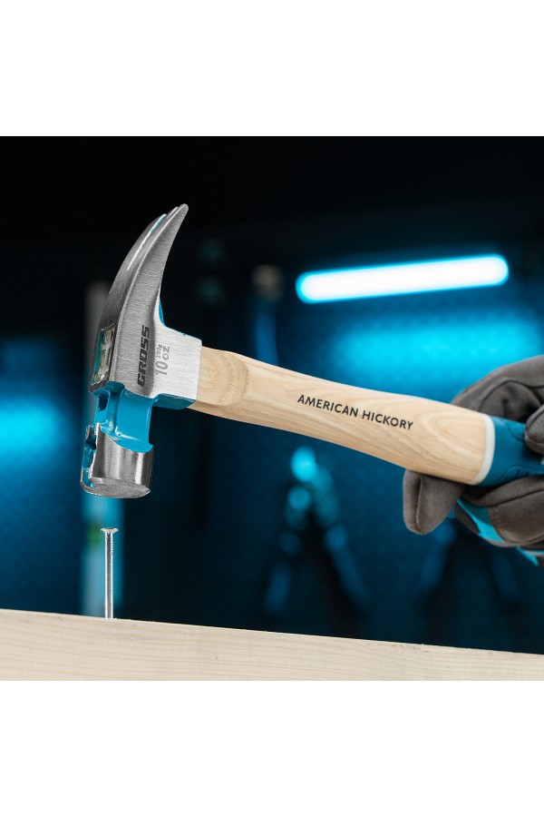Молоток-гвоздодер, 280 г, угол 75, магнит, обрезиненная рукоятка American hickory GROSS