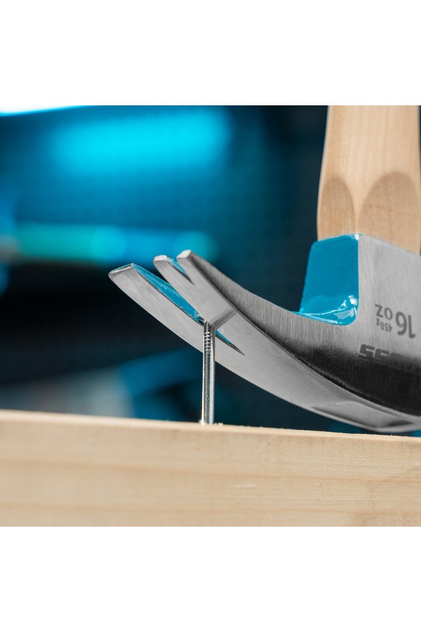 Молоток-гвоздодер, 450 г, угол 75, магнит, обрезиненная рукоятка American hickory GROSS