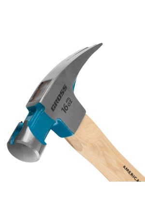 Молоток-гвоздодер, 450 г, угол 75, магнит, обрезиненная рукоятка American hickory GROSS