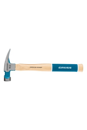 Молоток-гвоздодер, 450 г, угол 75, магнит, обрезиненная рукоятка American hickory GROSS
