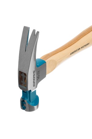 Молоток-гвоздодер, 450 г, угол 75, магнит, обрезиненная рукоятка American hickory GROSS
