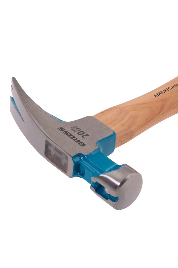Молоток-гвоздодер,560 г, угол 75, магнит, обрезиненная рукоятка AMERICAN HICKORY GROSS