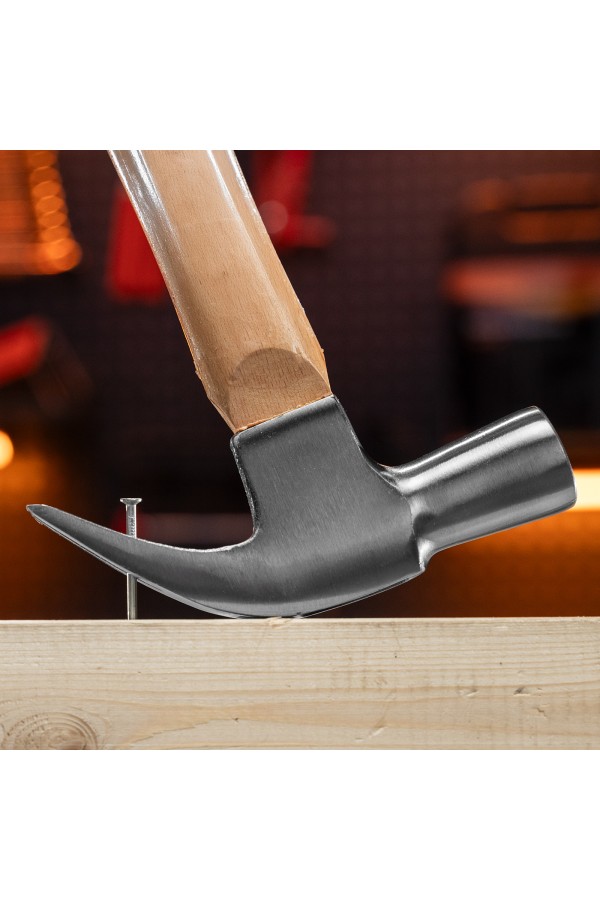 Молоток-гвоздодер, 450 г, боек 27 мм, деревянная рукоятка Sparta