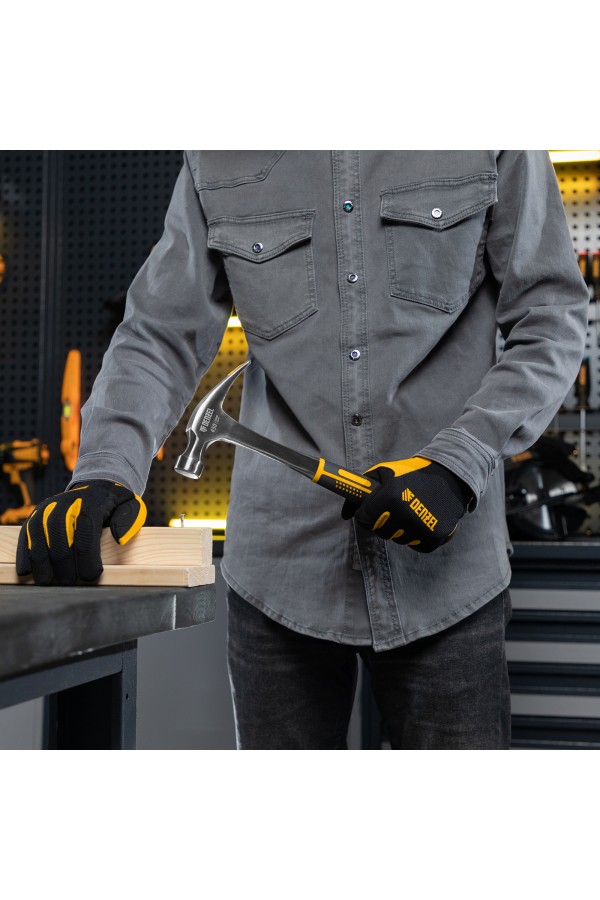 Молоток-гвоздодер 450 г, цельнометаллический, двухкомпонентная рукоятка Denzel