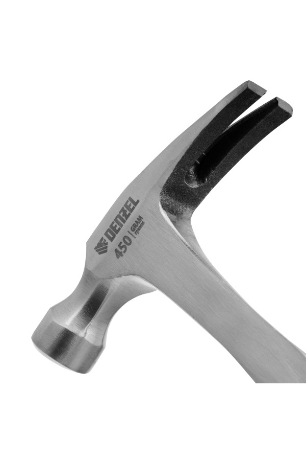 Молоток-гвоздодер 450 г, цельнометаллический, двухкомпонентная рукоятка Denzel