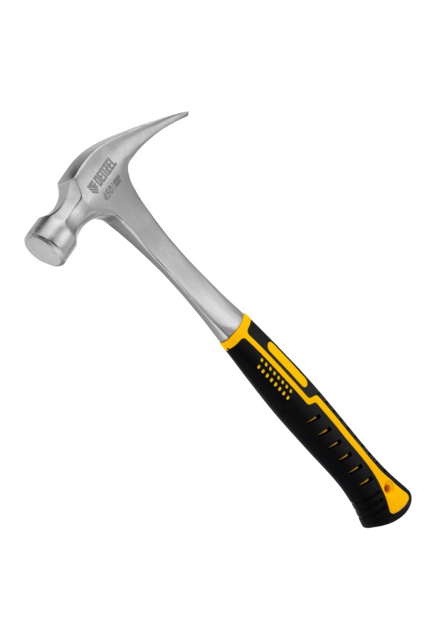 Молоток-гвоздодер 450 г, цельнометаллический, двухкомпонентная рукоятка Denzel