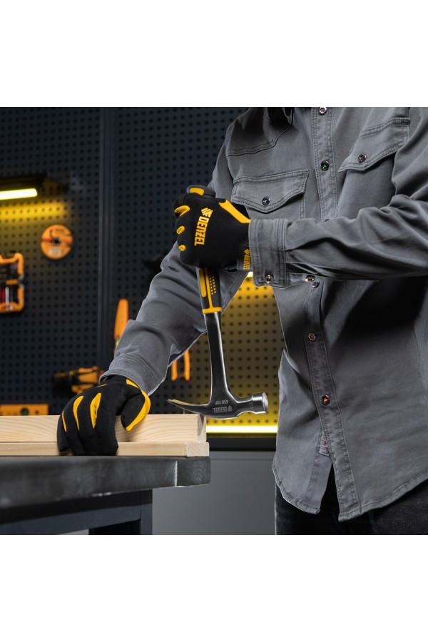 Молоток-гвоздодер 450 г, цельнометаллический, двухкомпонентная рукоятка Denzel