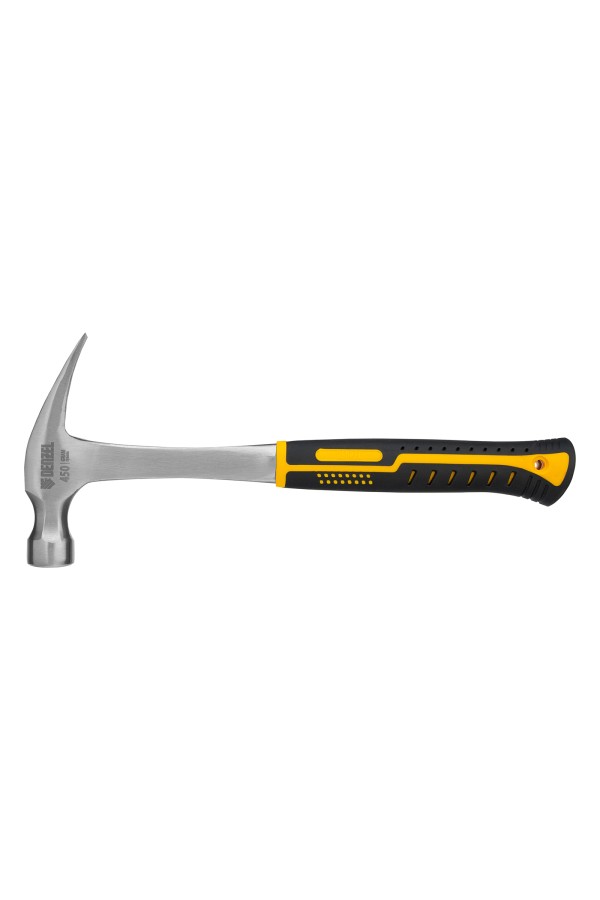 Молоток-гвоздодер 450 г, цельнометаллический, двухкомпонентная рукоятка Denzel