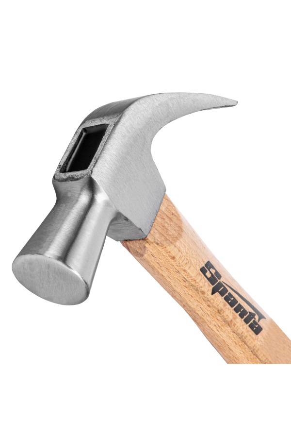 Молоток-гвоздодер, 650 г, боек 32 мм, деревянная рукоятка Sparta