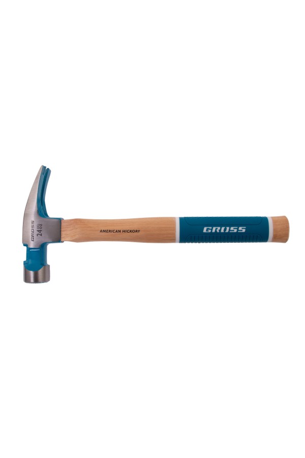 Молоток-гвоздодер, 680 г, угол 75, магнит, обрезиненная рукоятка AMERICAN HICKORY GROSS