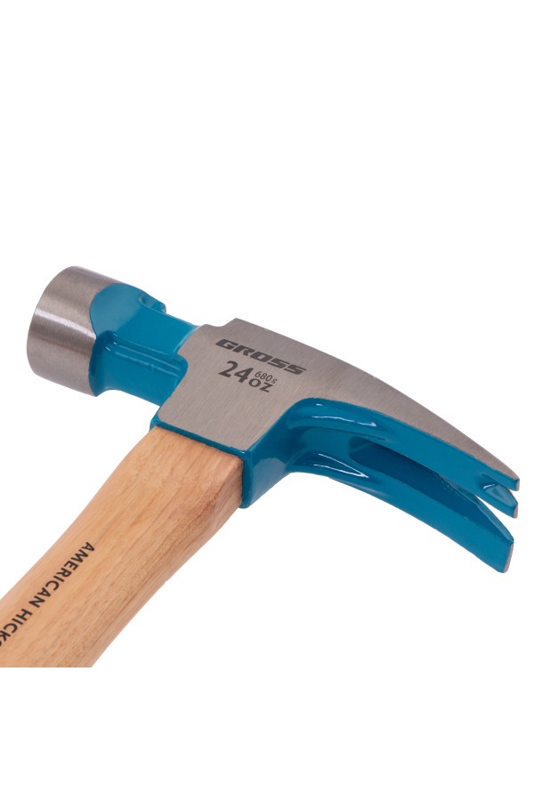 Молоток-гвоздодер, 680 г, угол 75, магнит, обрезиненная рукоятка AMERICAN HICKORY GROSS