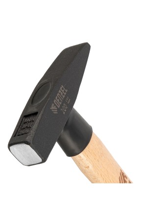 Молоток слесарный, 200 г, кованый квадратный боек, буковая рукоятка Denzel