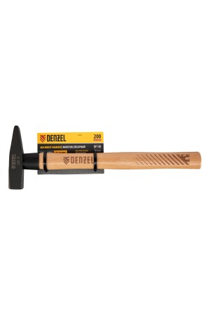Молоток слесарный, 200 г, кованый квадратный боек, буковая рукоятка Denzel