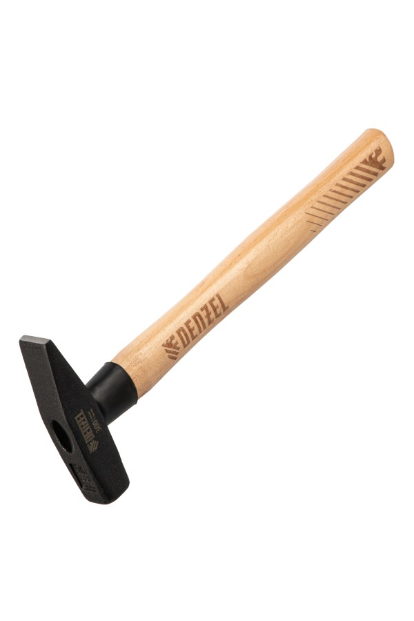 Молоток слесарный, 300 г, кованый квадратный боек, буковая рукоятка Denzel