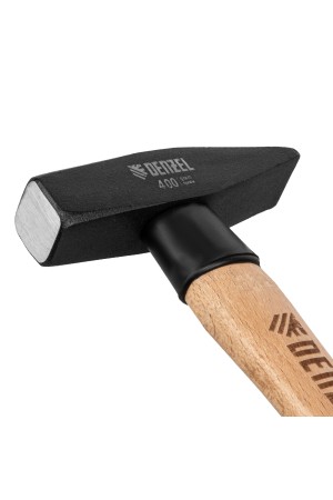 Молоток слесарный, 400 г, кованый квадратный боек, буковая рукоятка Denzel