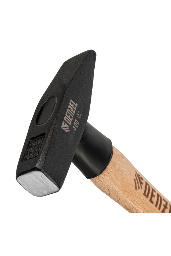 Молоток слесарный, 400 г, кованый квадратный боек, буковая рукоятка Denzel