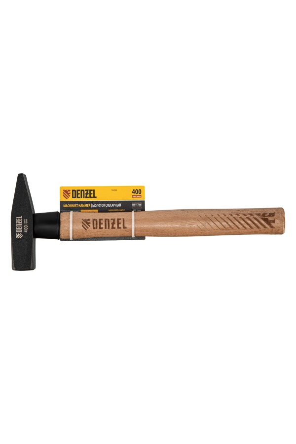 Молоток слесарный, 400 г, кованый квадратный боек, буковая рукоятка Denzel