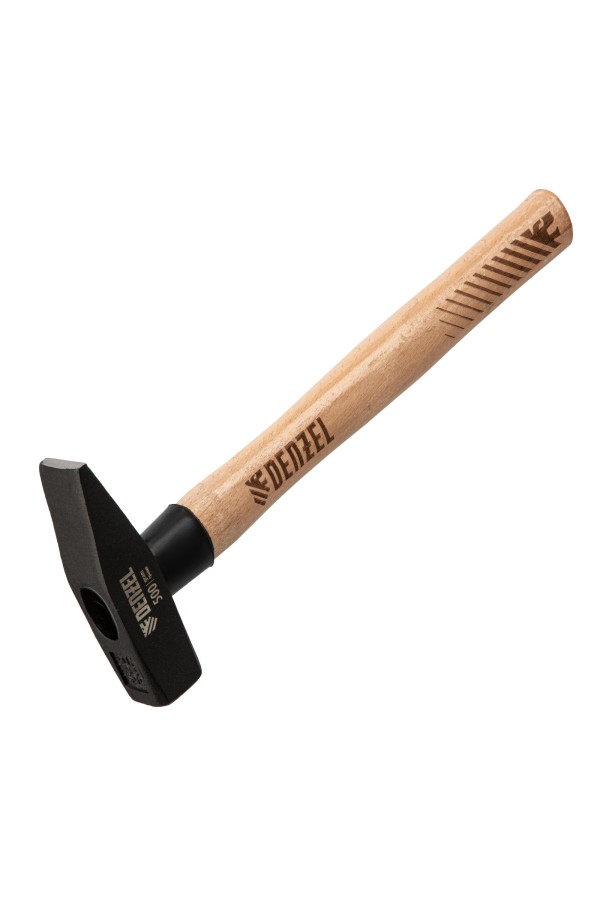 Молоток слесарный, 500 г, кованый квадратный боек, буковая рукоятка Denzel