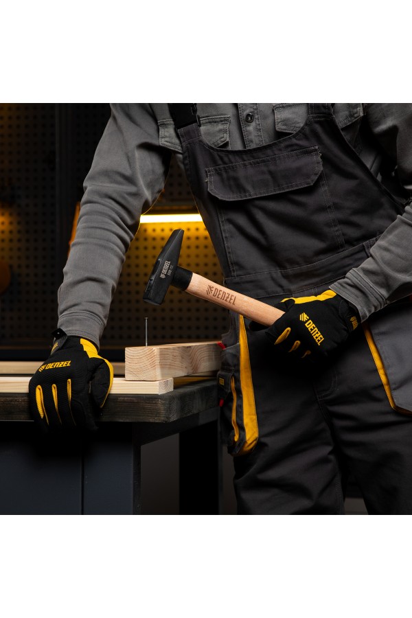 Молоток слесарный, 500 г, кованый квадратный боек, буковая рукоятка Denzel