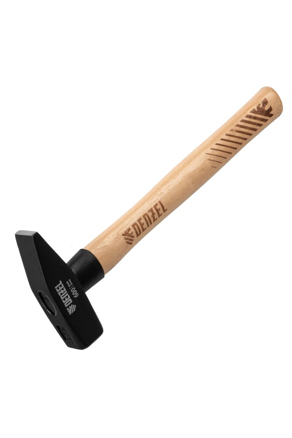 Молоток слесарный, 600 г, кованый квадратный боек, буковая рукоятка Denzel